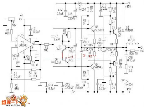 lm3886 Amplifier circuit diagram