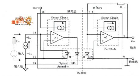 Isolation amplifier IS0100 connection circuit