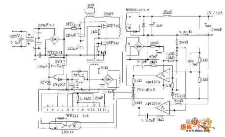 Quasi-resonance switching power supply circuit diagram composed of WK212-166