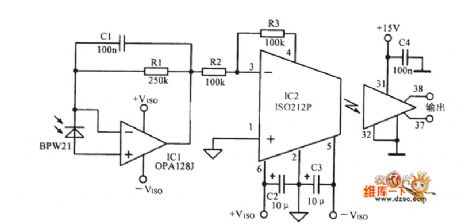 Isolation amplifier with photodiode circuit