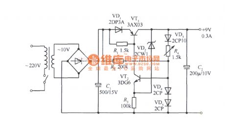 9V Collector output fixed voltage power supply circuit diagram
