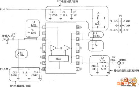 Linear power amplifier circuit composed of RF2132