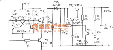 Turning +15V power supply into -5V power supply fixed voltage power supply circuit diagram