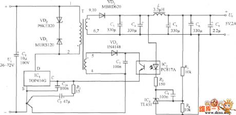 5V/2A isolated switching power supply circuit diagram