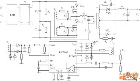With zero current transition soft-switching power supply circuit diagram