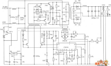 Push-pull converter switching power supply circuit diagram