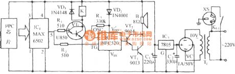 Temperature overrun automatic adjusting socket circuit using MAX6502 temperature switching IC