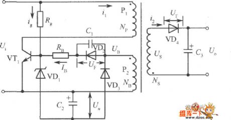 Self-excited feedback transforming switching power supply circuit diagram