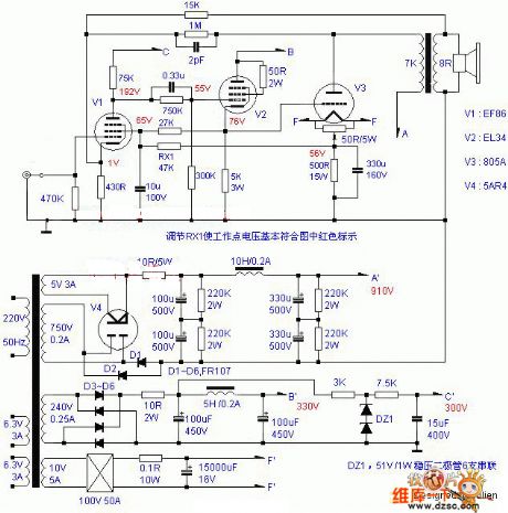 805 single end power amplifier circuit