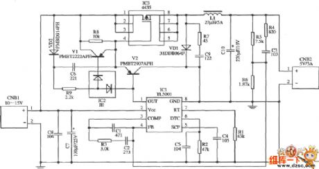 Application circuit diagram of switching regulator with input l0 ~ 15V / Output 5V/3A