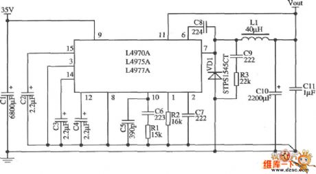 5.1V regulator circuit diagram composed by L4970A、L4975A、L4977A