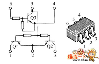 The inside circuit diagram of crystal triode NUS2401SNT1