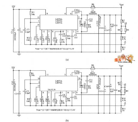 Multiple integrated switching regulator L4970A／L4975A／L4977A(L4972A／L4974A) circuit diagram