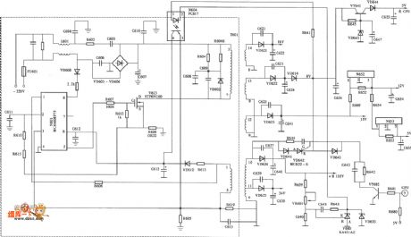 Hisense TC2102GD TV switching power supply (MC44608P75) circuit diagram