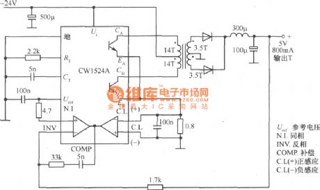 4W DC converter circuit composed of CW1524A