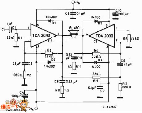 tda2030 btl amplifier circuit diagram