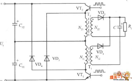 Single-ended flyback switching power supply circuit diagram of capacitance-type pressure clamp