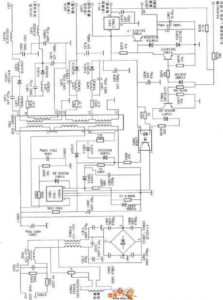 Based on staple Changhong PF2991E Large-screen flat screen color TV switching power supply circuit diagram