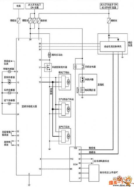 Nissan T30 air conditioning system circuit diagram--petrol and diesel engine circuit diagram