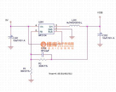 MP2104 5v turn to 3.3v level converting circuit diagram