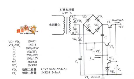 5V fixed voltage power supply circuit diagram with doubler rectifier