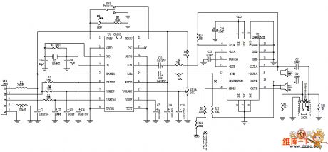 The circuit diagram of 2.5W+2.5W USB multimedia