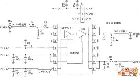 915MHz RF amplifier circuit composed of RF2103P