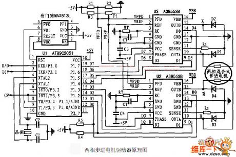 The principle circuit diagram of two diphase stepper motor driver