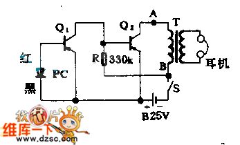The circuit diagram of light signal receiving
