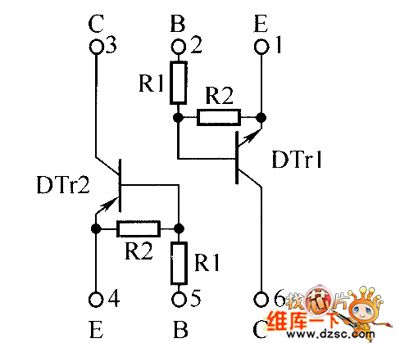 The inside circuit diagram of crystal triode UMD4N、EMD5、UMD5N