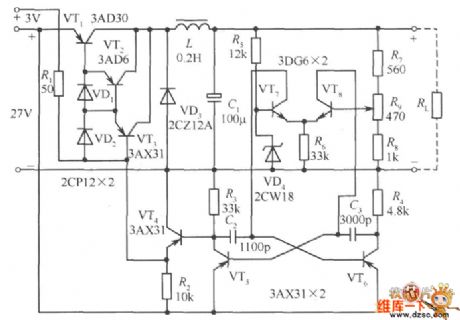 Separately excited switching power supply circuit diagram using self-excited multivibrator as pulse generator