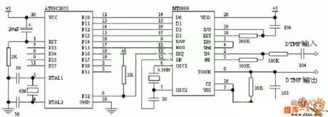 The interface circuit diagram between MT8880 and SCM