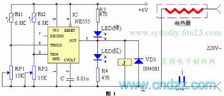 Temperature control circuit composed of NE555