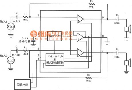 LM4911 typical application circuit diagram for dual-channel amplifier