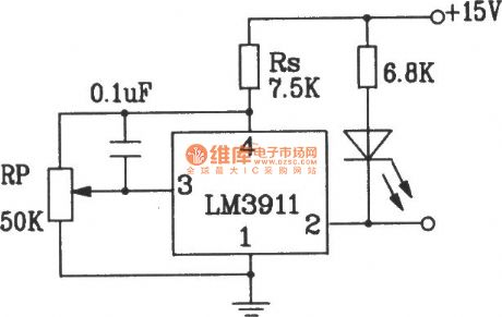 Two-supply temperature measurement circuit composed of LM3911 monolithic temperature control integrated circuit