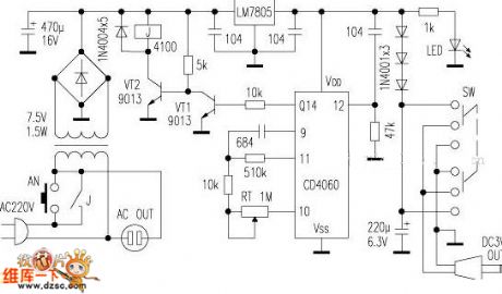 Timing automatic AC shutdown circuit diagram