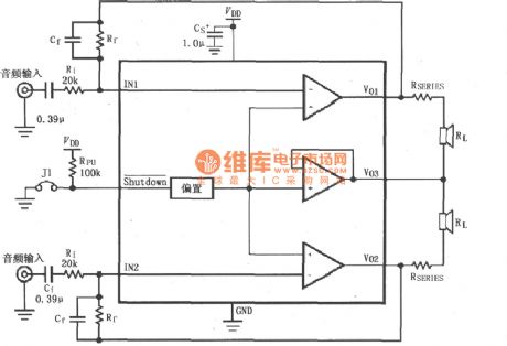 LM4910 minimum output noise / reduce output power circuit diagram