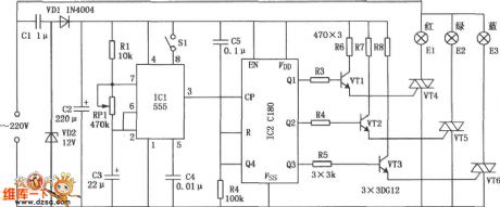 Circular lights control circuit (555, C180)