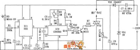 Advertisement lamp automatic control circuit (555、CD4060)