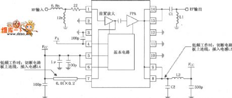 RF amplifier principle circuit composed of RF2103P