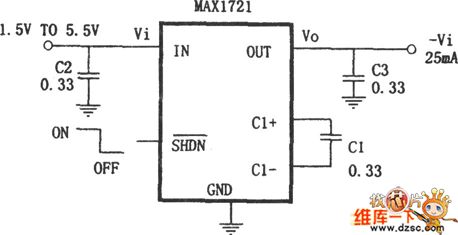 Micro-power polarity reversal circuit diagram composed of MAX1721