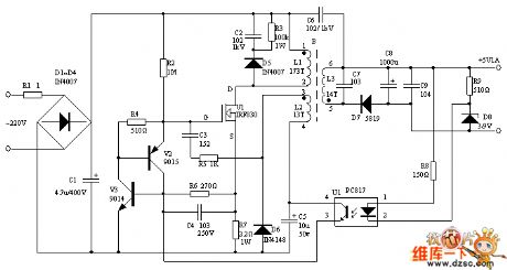 5W switching power supply circuit diagram