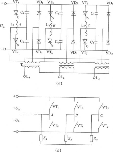 Three phase bridge type inverter circuit diagram