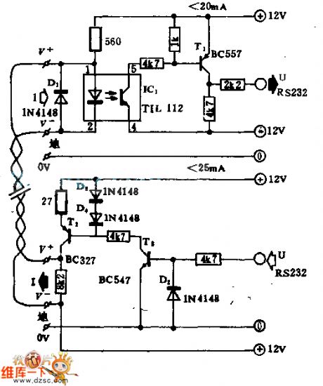 The computer Z RS-23 serial interface current loop circuit diagram