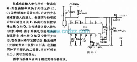 Liquid level alarm circuit which controlled by integrated circuit promixity switches