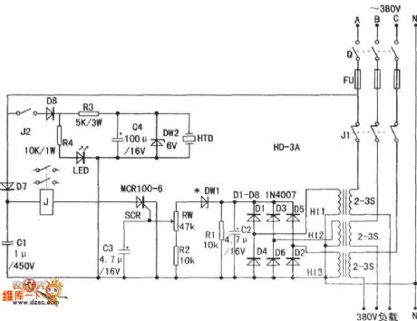HD-3A energy-saving quota three-phase power supply protector circuit