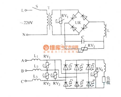 Thermistors protection rectifier circuit