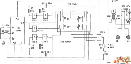 Electronic biological wave physiatrics instrument circuit