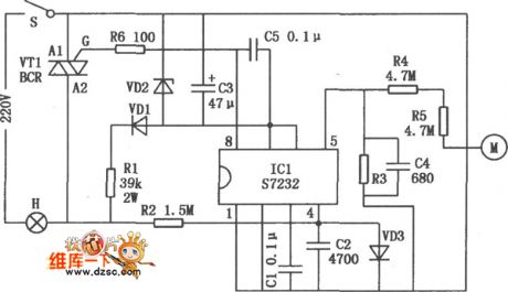 Touching dimmer circuit composed of S7232