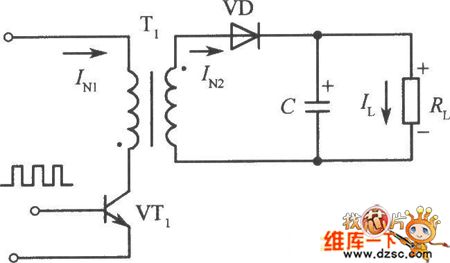 Single-ended flyback converter switching power supply circuit diagram